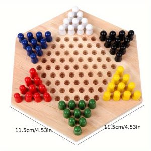 Wooden Hexagon Jumping Chess, Educational Toys, Desktop Multiplayer Battle Game Chess