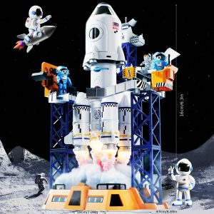 Doloowee Space Exploration Space Shuttle Toys For 3 4 5 6 7 8 9 Year Old Boys - STEM Aerospace Building Kit Toys - Space Rocket Toy- Creative & Educational Gift For 3+ Years Old Boys Girls