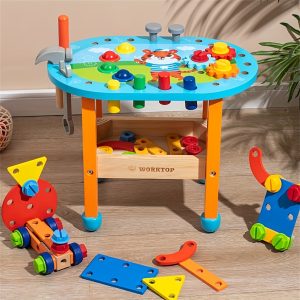 Children's wooden DIY disassembly and assembly tool table simulation toy screw and nut combination assembly repair tool knock game toy table holiday gift